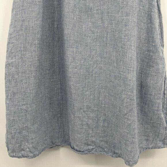 Faherty Hana 100% Linen Shirt Dress Blue Basket Weave Button Collared‎ Size XS - Picture 5 of 11